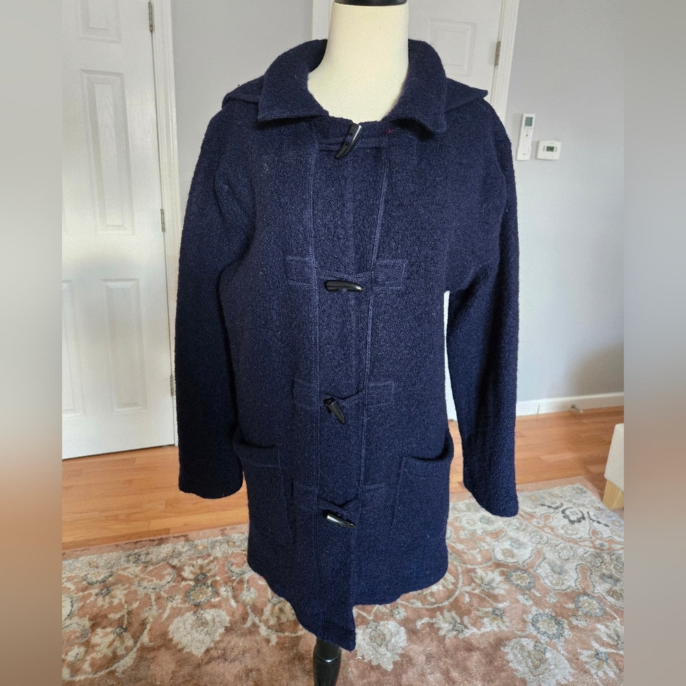 Navy Wool Toggle Sweater Jacket